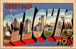 Greetings From St Louis Missouri Large Letter Linen Curteich 1951 - Saluti Da.../ Gruss Aus...