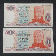 Argentina – Lote 2 Billetes Banknote Consecutivos De 1 Peso Argentino – Año 1983 – Serie A - Argentine