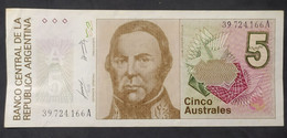 Argentina – Billete Banknote De 5 Australes – Serie A – Año 1986 - Argentine
