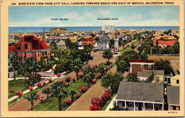 Texas Galveston Birds Eye View From City Hall Looking Towards Beach And Gulf Of Mexico Curteich - Galveston