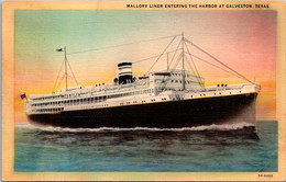 Texas Galveston Palatial Mallory Line Passenger Ship Entering Harbor Curteich - Galveston