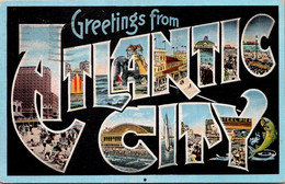 Greetings From Atlantic City New Jersey Large Letter Linen 1942 - Saluti Da.../ Gruss Aus...