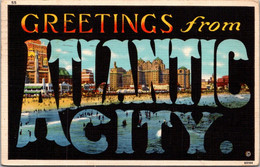 Greetings From Atlantic City New Jersey Large Letter Linen 1937 - Saluti Da.../ Gruss Aus...