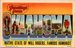 Greetings From Oklahoma Large Letter Linen 1957 Curteich - Saluti Da.../ Gruss Aus...