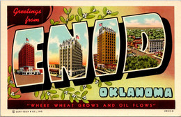 Greetings From Enid Oklahoma Large Letter Linen Curteich - Saluti Da.../ Gruss Aus...