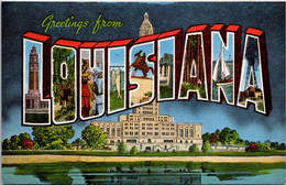 Greetings From Louisiana Large Letter Linen - Saluti Da.../ Gruss Aus...