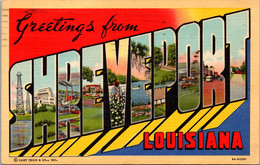 Greetings From Shreveport Louisiana Large Letter Linen 1948 Curteich - Saluti Da.../ Gruss Aus...