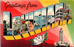 Greetings From Louisiana Large Letter Linen - Saluti Da.../ Gruss Aus...