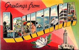 Greetings From Louisiana Large Letter Linen - Saluti Da.../ Gruss Aus...