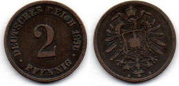 MA 18858  / Allemagne - Deutschland - Germany 2 Pfennig 1876 B TB+ - 2 Pfennig