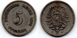 MA 18868  / Allemagne - Deutschland - Germany 5 Pfennig 1876 C TTB - 5 Pfennig