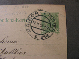 Příbor Freiberg Mähren ,  Alte Karte 1908 - Entiers Postaux