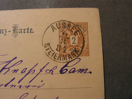 Aussee Steiermark 1884 Nach Erfurth - Entiers Postaux
