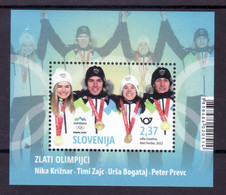 2184 Slowenien Slovenia 2022 Mi.No. 1526 ** MNH Block Olympic Gold Medal Winter Games China Beijing Ski Jumping - Inverno 2022 : Pechino