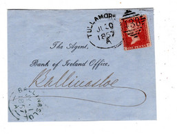 1857 ,1 P., Clear Irish Spoon Cancel " TULLAMORE  - 438 ",front Of Cover Only , Arrival Postmark In Front - Covers & Documents