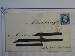 BM15   FRANCE  BELLE  LETTRE   1862 TROYES     +N° 14 FONCé  +AFFRANCH. INTERESSANT ++ - 1853-1860 Napoleone III