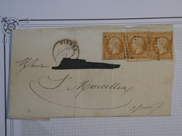 BM15  FRANCE  BELLE  LETTRE   1857 VIERNES? A ST MARCELLIN    +3X N° 13  +AFFRANCH. INTERESSANT ++ - 1853-1860 Napoleone III
