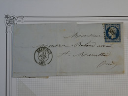 BM15   FRANCE  BELLE  LETTRE 1857 GRENOBLE  A ST MARCELLIN    +N° 14  +AFFRANCH. INTERESSANT ++ - 1853-1860 Napoleon III