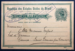 Brésil, Entier-carte De Rio De Janeiro 1.4.1919 Pour La France - (B1850) - Lettres & Documents