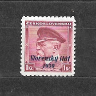 Slovakia Slowakei 1939 MNH ** Mi 12 Sc 12 Stamps Of Czechoslovakia Overprinted „Slovensky Stat 1939“. C3 - Ungebraucht