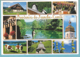 Souvenirs De Franche-Comté-Clochers Comtois-Fermes Typiques-Cheminée Pyramidale-Pêcheur à La Mouche (truite)-Vaches.. - Franche-Comté