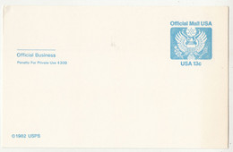 US 1982 Postal Stationery Official Postcard UZ2 Not Posted B230120 - 1981-00