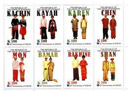 MYANMAR 2019 Mi 478-485 COSTUMES INDIGENOUS PEOPLE MINT STAMPS ** - Myanmar (Burma 1948-...)