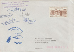 GROËNLAND - 1983 - EXPEDITION POLAIRE FRANCAISE / ARCTIQUE  - ENVELOPPE Avec SIGNATURE Des MEMBRES DE L'EXPEDITION ! - Arctic Expeditions