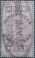 Great Britain-ENGLAND,Queen Victoria,1880-1900 Revenue Stamp Tax Fiscal,JUDICATURE FEES,4 Pence,Used - Fiscales