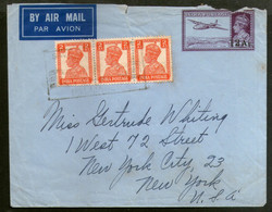 India KGVI 14As Airmail Envelope O/P 12As Also Uprated To USA Good Used # 7619 - Briefe