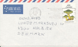 Australia Air Mail Cover Sent To Denmark 19-1-1982 Single Franked  MUSHROOMS - Covers & Documents