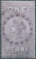 Great Britain-ENGLAND,Queen Victoria,1880-1900 Revenue Stamp Tax Fiscal,JUDICATURE FEES,1 PENNY,Used - Revenue Stamps