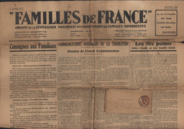 Journal Familles De France Janvier 1932 Bande YT Blanc 2ct Rouge CAD Arras Pas De Calais N°1 Première Année - Newspaper Bands