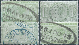 Great Britain-ENGLAND,Queen Victoria,1880-1900 Revenue Tax Fiscal,JUDICATURE FEES,1/6 -1-2-Pence & 3 Shillings,Used - Revenue Stamps