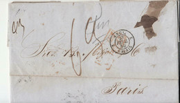 1850 LETTRE INTERNATIONALE DE CUBA(HAVANA-PARIS Via ANGLETERRE+TAXE ÉLEVÉE+5 Timbres-A137 - Préphilatélie