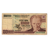 Billet, Turquie, 100,000 Lira, KM:205, B - Turquie