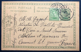 Belgique, Entier-Carte + Complément, Cachet VERVIERS 22.9.1919 Pour La France - (B4382) - Briefkaarten 1909-1934