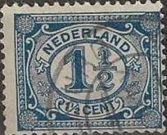 NETHERLANDS 1898 Numeral - 1½c. - Blue FU - Gebruikt