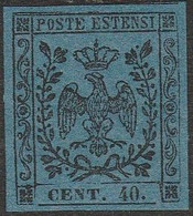 11 Modena 1852 - 40 C. Azzurro Scuro Con Punto Dopo Le Cifre N. 10. Francobollo Con Buoni Margini. MH - Modena