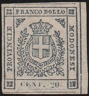 16 Modena 1859 - Governo Provvisorio 20 C. Ardesia Violaceo N. 15, Molto Fresco Con Buoni Margini. Cert. Di A. Bolaffi E - Modena