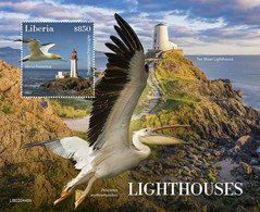 Liberia  2022 Lighthouses. Pelican. (445b) OFFICIAL ISSUE - Pelícanos