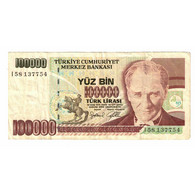 Billet, Turquie, 100,000 Lira, Undated (1996), KM:206, TTB - Turquie