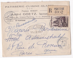 Enveloppe Publicitaire 1953 Pâtisserie Maison Ribot, A. Goetz Successeur , Pontoise, En Recommandé - 1921-1960: Modern Period