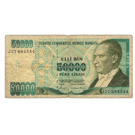 Billet, Turquie, 50,000 Lira, 1989-1994, KM:203a, B - Turquie