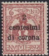 2 C. Su 2 C. Soprastampa Capvolta Sass 2aa MNH** Cert.Bolaffi - Trento