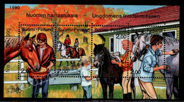 Finlande - Finland 1990 Yvert BF 6, Hobbies For The Young Ones, Horse Riding - Miniature Sheet - MNH - Unused Stamps
