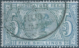 Great Britain-ENGLAND,Queen Victoria,1880-1900 Revenue Stamp Tax Fiscal,JUDICATURE FEES, 5 Shillings,Used - Fiscaux