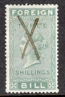 GB 1872 Queen Victoria 3 Shillings Foreign Bill Stamp In Fine Used.. - Werbemarken, Vignetten