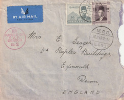 Air Mail Cover British Forces In Egypt To England 30/1/1940, Censor 2, MPO E603 - Covers & Documents