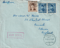 Air Mail Cover British Forces In Egypt To England Alexandrie 14/11/1947, Censor - Briefe U. Dokumente